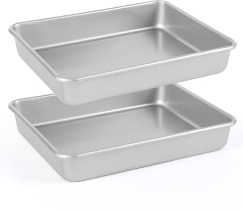 Barlket 9x11 Baking Pan, Toaster Oven Rectangle Cake Pan Heavy Duty, Silver
