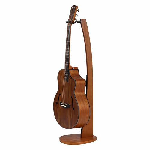 Nefelibata Supporto per chitarra in legno, realizzato a mano, in legno di frassino massiccio, design semi-curvo, ideale per chitarre acustiche, chitarre classiche, banjo, mandolini (marrone chiaro)