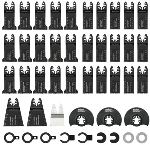 Enventor Kit di Lame per Utensile Multifunzione Oscillante da 45 Pezzi, Lame Utensili Oscillanti per Legno, Metallo e Plastica, Compatibili con la Maggior Parte Degli Attrezzo Multifunzione