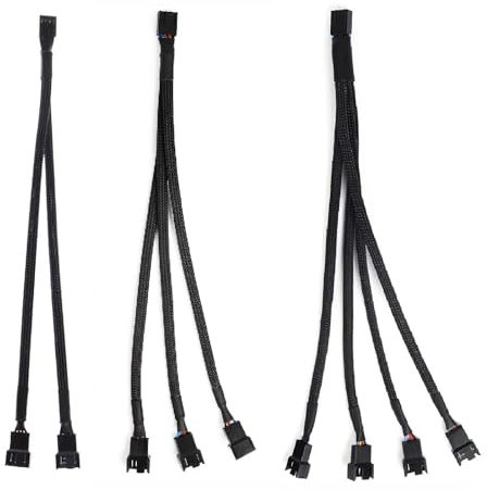 LEIBOCHAO PWM Fan Splitter 4 Pin, 3 Pcs PWM 4 Pin Lüfter Splitter Adapterkabel, Lüfter Splitter Kabel mit Hülsen, Netzkabelverlängerung, 1 auf 2/3/4 Konverter für Computer, 27 cm