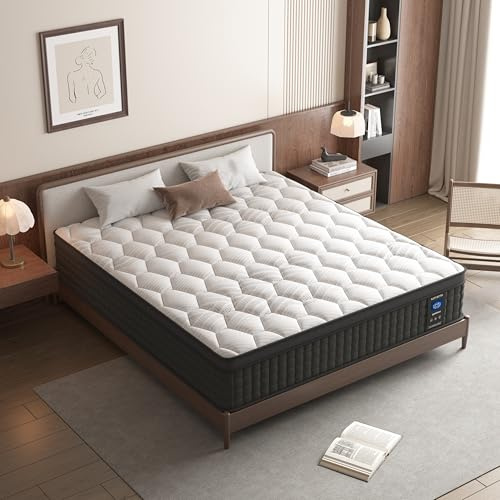 MRH King Mattress 12 Inch Hybrid Mattress in a Box Memory Foam Euro Top Pocket Springs Medium Firm for Motion Isolation 100 Night Trial Pressure Relief Edge Support CertiPUR-US