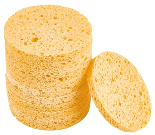 GORGECRAFT 12 éponge Nettoyante pour le Visage Plate et Ronde pour Démaquiller Réutilisable pour Mélanger Laver la Poudre Humide pour un Nettoyage Quotidien une Exfoliation Douce Enlever le Maquillage
