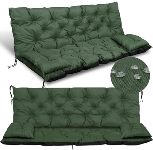 GARDEN KING ROYAL REST grande cuscino 100x60x50 cm + 2 piccoli cuscini per panca o altalena, trapuntati e impermeabili