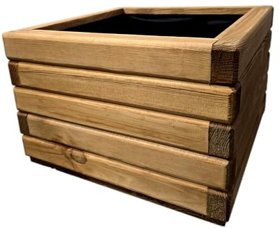 HolzGarden Pflanzkübel Holz 40x30x40 cm Imprägniert Farbe Pinia Wetterfest Blumenkasten Blumentopf Groß Außen Balkon Garten Pflanzkasten Outdoor 29l Serie FORNEA