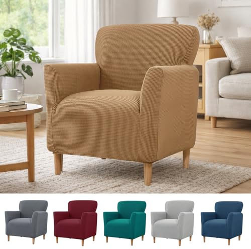 Funda elástica para sillones con reposabrazos, tejido jacquard elástico, funda para sillones de club, funda elástica para sillones y sillas tapizadas, ajuste universal para salón, oficina