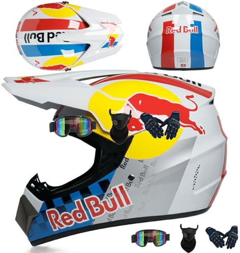 Set di caschi da motocross per moto da cross, certificazione DOT, per ragazzi uomini e donne integrali per downhill mountain bike moto caschi da cross con occhiali maschera e guanti,Color C-XXL