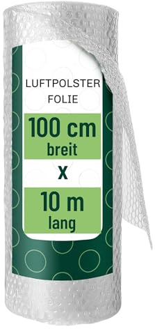 Film à bulles 100 cm x 10 m - Film à picots pour emballage et expédition - Protection pour verre, porcelaine et objets fragiles - Film de rembourrage transparent absorbant les chocs