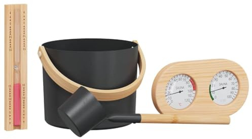 Solivagant Ensemble d'accessoires de Sauna 4 pcs Noir,(2.1 KG)
