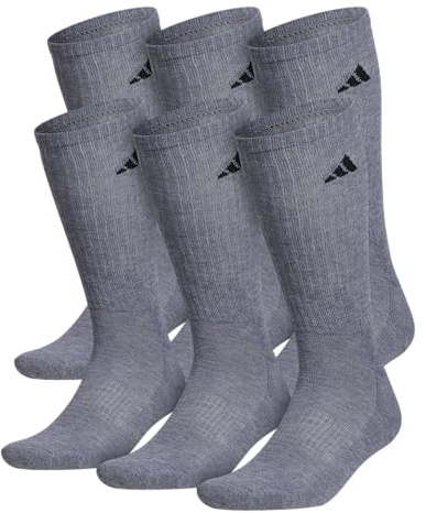 adidas Men's Athletic Cushioned 6-Pack Crew, Cushioned Crew Socks with Arch Compression for a Secure Fit