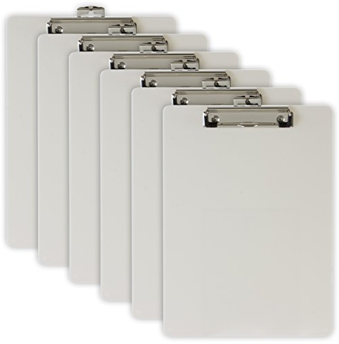 Officemate Recycled Plastic Clipboards, Letter Size, Pearl, Pack of 6 (83087)