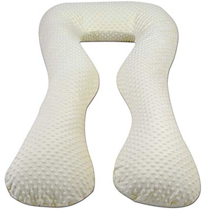 Velinda Coussin Minky de maternité, Grossesse/Allaitement, pre/Post-Natal, Forme en U (Dessin: Creme)
