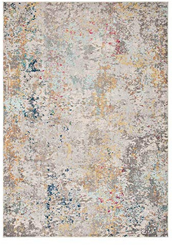 SAFAVIEH Tapis Moderne pour Salon, Salle à Manger, Chambre à Coucher - Madison Collection, Tapis à Poil Court, Gris et Or, 91 X 152 cm