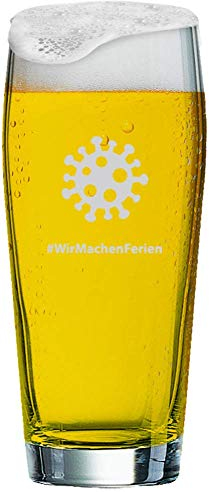 MeinGlas GmbH Vaso de cerveza con grabado de [nombre] + logotipo, 0,5 litros de cerveza Willi con diseño (Corona) y un nombre de su elección como grabado (motivo 12)