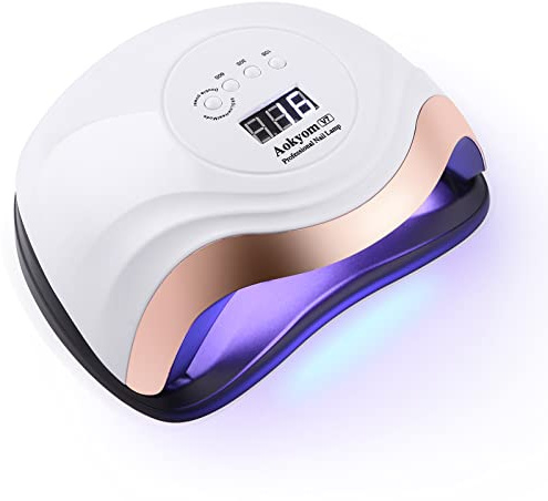 Aokyom 168W Lámpara Secadora de LED/UV,Gel Curado Máquina 36LED y Pantalla LED,Lampara de Uñas con 4 Temporizador de 10s,30s,60s 99s para Manicura Pedicure el Salón