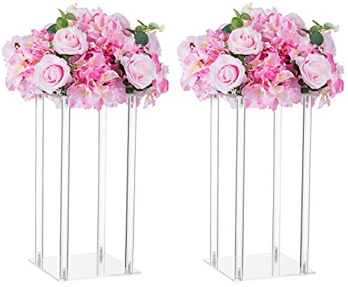 NUPTIO Trumpet Vase Flower Stand, 24 Tall, Siver, Set of 10