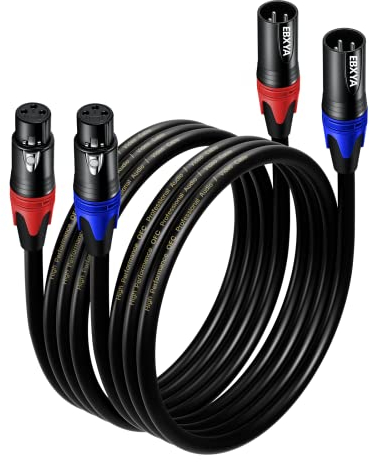 EBXYA XLR Cable de Micrófono 1M 2Pack - DMX Equilibrado de 3 Pines Macho a Hembra