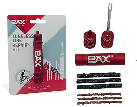 PAX Red Mountain Bike Tubeless Tire Repair Kit, Plus 4mm Hex Key for Emergency Bicycle Repair Kit, Fix Road Bicycle Tire Punctures