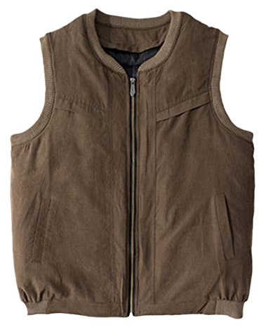 Hommes Véritable Peau De Mouton Gilet Chaud Coton Homme Streetwear Vêtements Col en V Gilet À Glissière Khaki 3XL