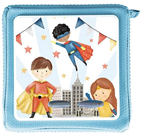 MeinBaby123® Schutzfolie kompatibel mit Toniebox | Schutzcover selbstklebend | Premium Qualität | Aufkleber passgenau I Folie Sticker I Toniebox Zubehör (Superhelden V1)