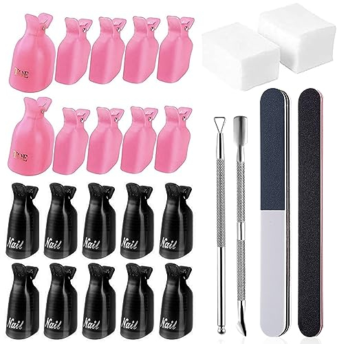 Kit de Uñas Removedor el Esmalte, 20pcs Clip Uñas de Plastico, Clip Removedor, Kit de Herramientas para Uñas Removedor Clip.