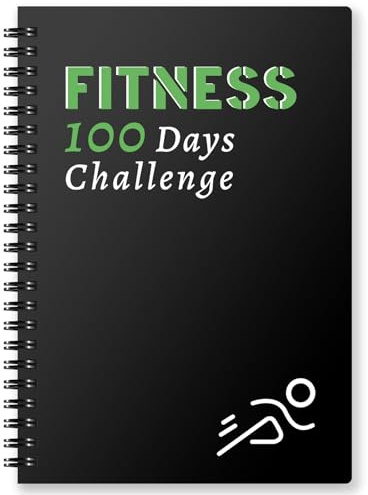 Harphia 100 Days Challenge Fitness Tracker Notebook, Workout Journal for Men and Women,A5(5.5 x 8.2) Workout Log Book Planner for Tracking, Progress in Home, Gym 155black