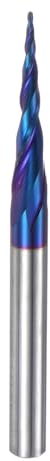 QUARKZMAN Fresa Sfera Conica Fresa CNC, Raggio 0,5 Mm, Gambo da 1/4, Carburo Tungsteno Rivestito, Spirale 2 Taglienti, Utensile Fresatura, Diametro 1 Mm, Lunghezza Totale 3
