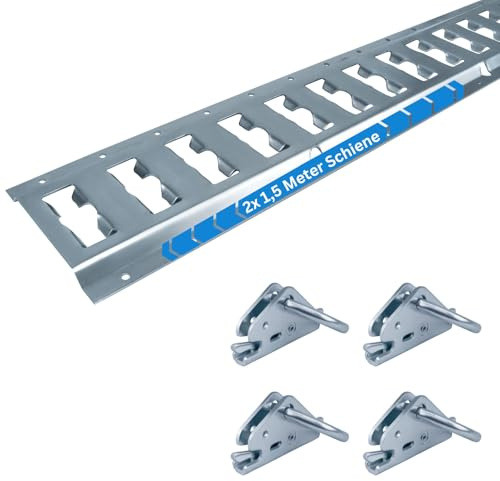 Ankerschiene Kombi Zurrschiene 2X 1,5 Meter (1542mm) mit 4 Zurrfittingen LKW, Anhänger, PKW