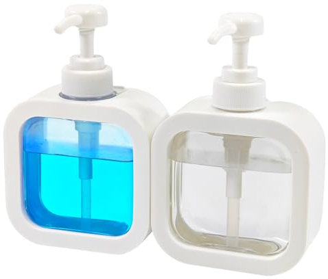 MOLHEM 2-Pack Refillable Soap Dispenser Set - Clear Removable Bottle for Easy Refill, Pump for Shampoo, Conditioner, Hand Soap - Bathroom, Kitchen, Laundry (17oz / 500ml)