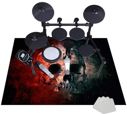 Tappetino Insonorizzato Batteria - Tappeto Professionale per Batteria e Strumenti a Percussione - Carpet Drum Mat - Tappeto per Batteria - Tappeto Antiscivolo Batteria Elettronica 110 x 80 cm