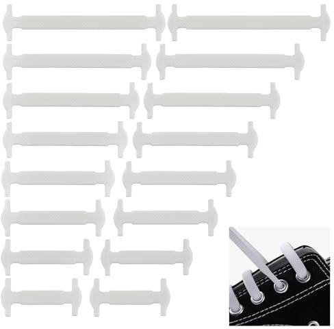 KufaerBeam Lacci Scarpe Elastici in Silicone, 16 Pezzi No Tie Lacci per bambini e adult, No Tie Lacci Scarpe Mini Impermeabile per Adolescenti E Sportivi, Lacci Elastici che Non Vanno Allacciati