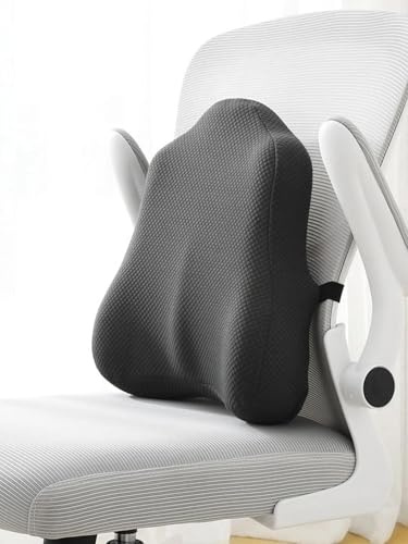 WJUAN Cojin Lumbar Silla Oficina y Coche – Cojín ergonomico para Asiento, Memory Foam, Regulable y Lavable, Gris Oscuro
