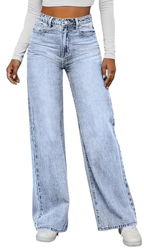 Pantalón Mujer Tejanos Anchos Ancho Premama Elasticos Jeans Tiro Alto, Tiro Alto Vestir Baggy Push Up Trabajo Tallas Grandes Pantalones Vaqueros Mujer, M