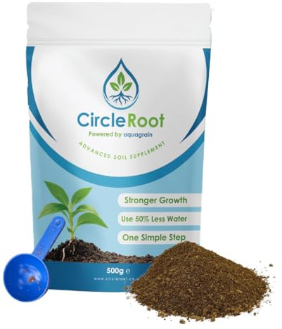 Circle Root Organic Plant Food and Soil Enhancer 500g | Biodegradable Plant Fertiliser with Aqua Gel Water Retention Technology | For Indoor & Outdoor Plants, Pots, Containers and Hanging Baskets