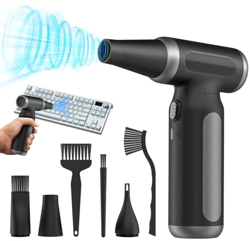 Souffleur Air Comprimé- 200 000 tr/min, souffleur sans fil ultra-puissant, rechargeable par USB, durable, 3 vitesses réglables, pour PC, clavier, extérieur, maison et voiture. (Gris)