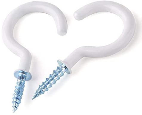 WKTRSM 30 PCS Screw Hooks 2 Inch Cup Hooks, Vinyl Coated Ceiling Hook Heavy Duty Mug Screw in Hooks for Hanging Plants, Cups, Utensils, Lights and Stuff Great for Indoor & Outdoor Use