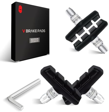 CNC 2 Pairs Bicycle V-Brake Pads, Bike 55mm V Brake Blocks Set, Cantilever Brake Pads Shoes for Mountain Road MTB Kids Children's Cycle Bike Rim, Black