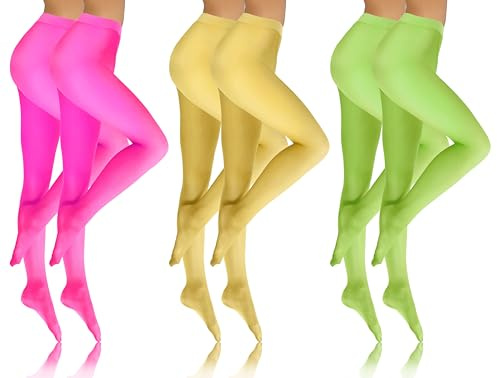 sesto senso Collant Donna in Microfibra Opaco 40 Den 6 Pack Giallo Rosa neon Verde neon 2 XS-S SET 4