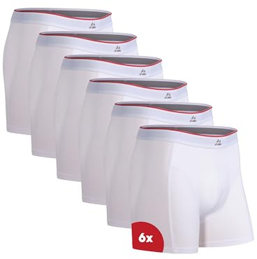DANISH ENDURANCE Boxer Uomo in bambù Ultra Morbido, Mutande Boxer Bamboo Comodi, Traspiranti, 6 o 10 Paia, Bianco, L