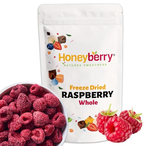 Frystorkade Hallon 200g - Naturliga Hela Hallon utan Socker – Frystorkad Frukt – Torkade Bär för Bakning, Tårtor, Smoothies, Yoghurt, Snacks & Frukost
