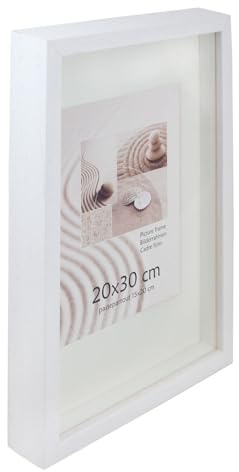 KM Foto 3D Objektrahmen Holz Bilderrahmen Shirt Trikot Rahmen Collage Wanddeko Poster S223: Farbe: Weiß | Format: 24x30