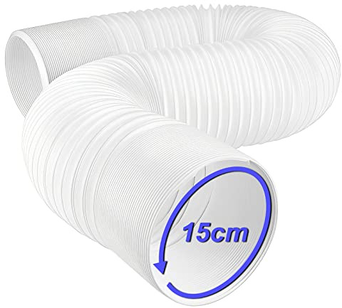 Ninyoon Portable AC Hose, Counterclockwise Air Conditioner Exhaust Vent 15cm Diameter, Length Flexible 0.45 to 2 Meters, Parts & Accessories Hose Replacement Thread for Delonghi LG and other Brands AC