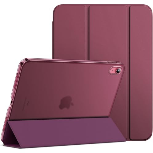 JETech Funda para iPad (A16) 11.ª/10.ª Generación (2025/2022), Soporte Delgado con Respaldo Rígido Carcasa con Auto-Sueño/Estela (Vino Tinto)