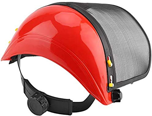 Casque de sécurité en Maille, Casque de sécurité Intégral Professionnel, Masque de Protection pour Tronçonneuse Industrielle pour Jardinage à la Tronçonneuse Industrielle (Rouge)