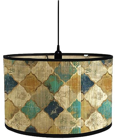 Morbuy Paralume a Tamburo in Bambù Motivo Geometria Paralume Sostituibile per E27 Lampada da Tavolo, Lampadario, Lampada da Terra, Lampada Accessorio, Decorazioni per Casa Soggiorno (Vintage F)