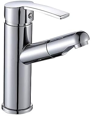 Badezimmer Wasserhahn Kupfer Chrom Badezimmer Wasserhahn Herausziehen Waschbecken Einhandarmaturen Heiße und Kalte Mischbatterie Messing Waschtischarmatur