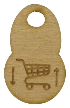 Einkaufswagenlöser aus Holz, sofort abziehbar., Farbe:natur, Größe:10 Stück