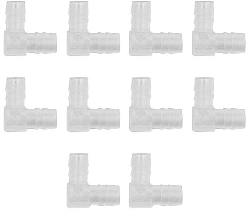 Tiardey 10 Pack 90 Degree Angle Plastic Hose Nozzle with Same Barb Connection, 10 mm L-Shaped Hose Connector for Aquarium, Air, Water