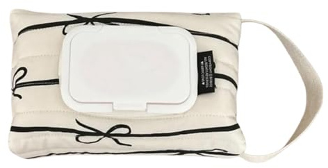 Feuchttuchhalter-Tasche, Baby-Feuchttuchhalter - Tücherhalter Tasche Wischtuchbehälter,Behälter für Baby-Feuchttücher, nachfüllbarer Aufbewahrungsorganisator, Baby-Feuchttuchetui mit Schleife, Streife