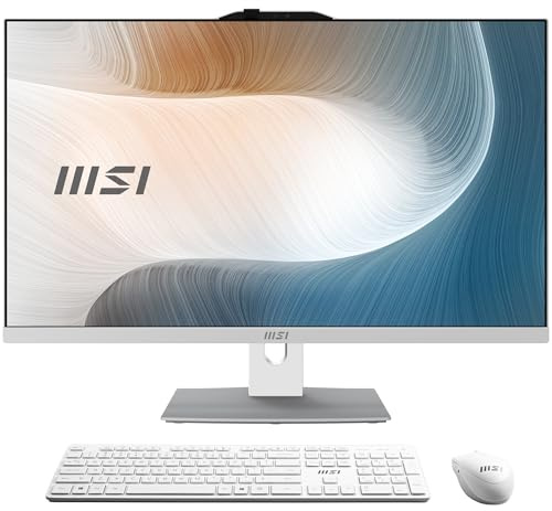 MSI Modern AM272P 1M 846EU PC All-in-One - 27 FHD IPS, Intel Core 7 150U, 16GB DDR5, SSD 1TB NVMe, WiFi 6E, Webcam e altoparlanti integrati, tastiera e mouse wireless, Windows 11 Pro - Bianco