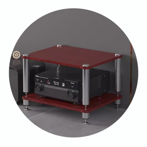 Easnuroz 2/3/4-stöckiges HiFi-Rack AV-Regal Medienregal Mit Verstellbaren Fächern HiFi-Ständer Plattenspieler-Ständer Medienaufbewahrungsregale Audio-Video-Komponenten(Red,60 * 48 * 40cm(2Tier))